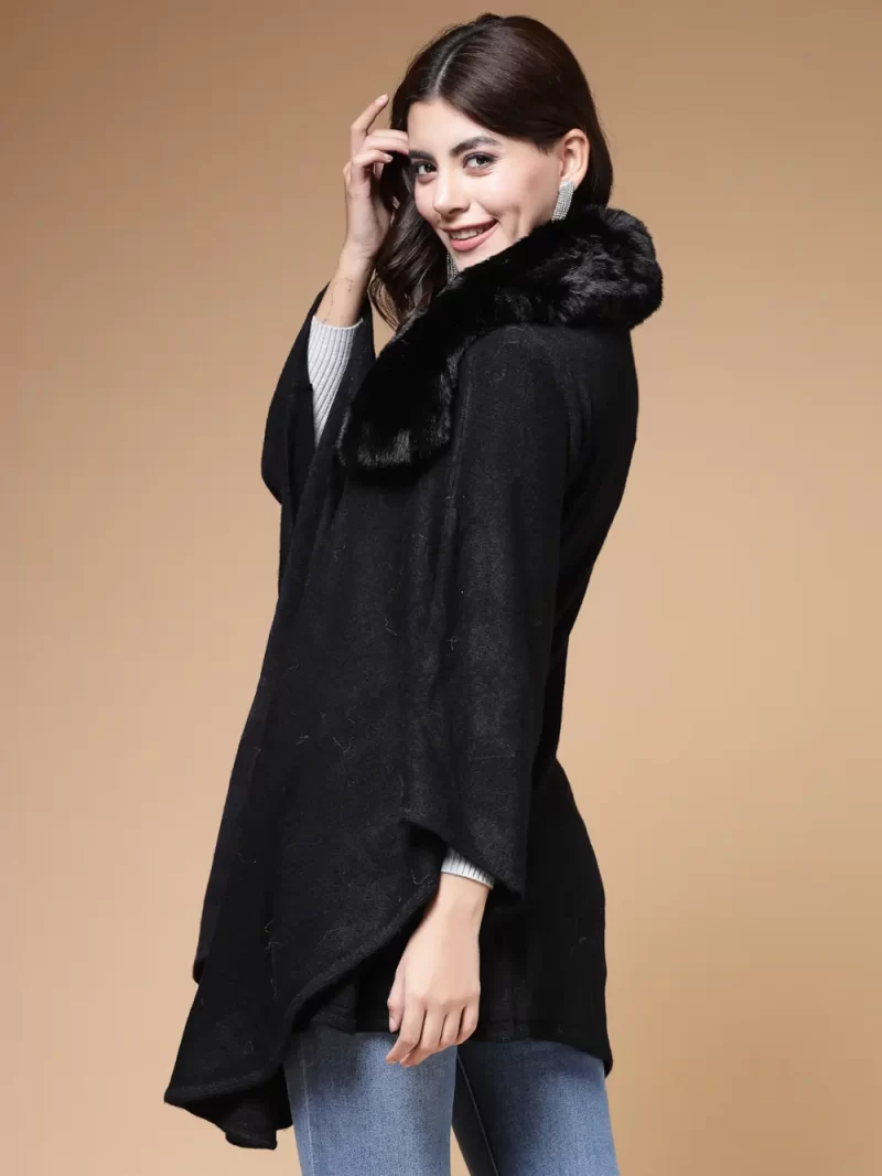 Shirt Collar Embellished Longline Poncho