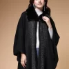 Shirt Collar Embellished Longline Poncho