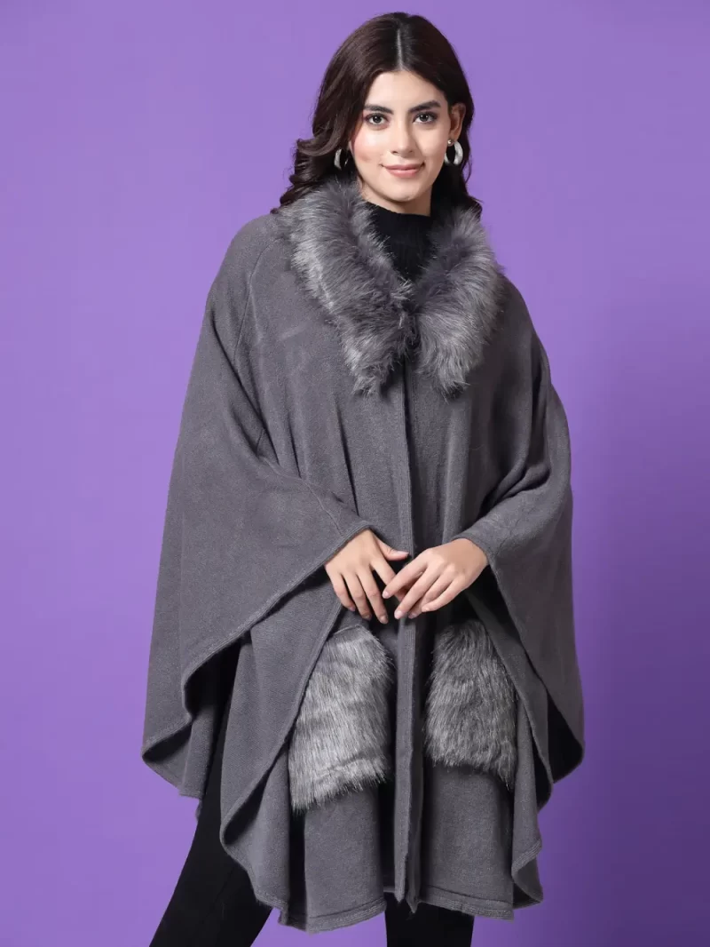 V-Neck Longline Poncho Sweater