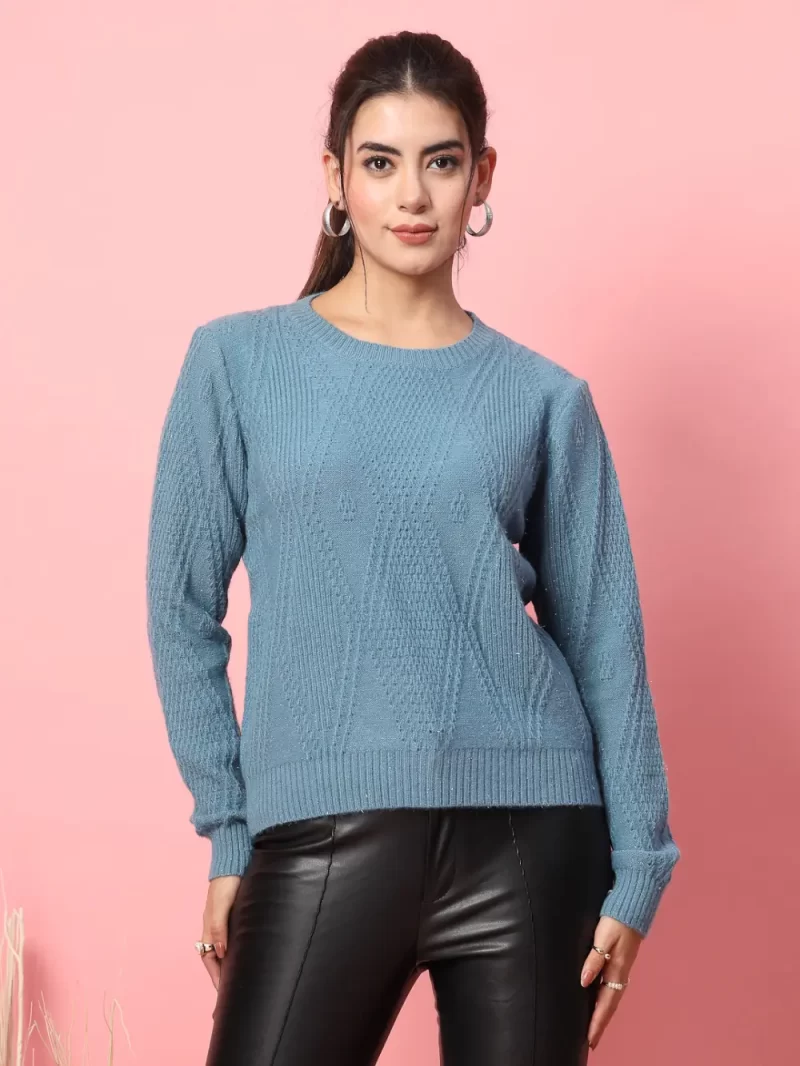 Women Self Design Round Neck Top