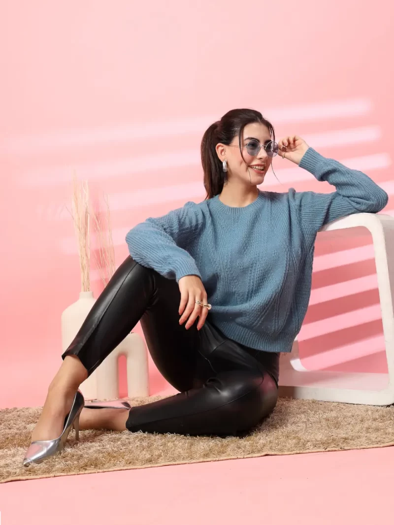 Women Self Design Round Neck Top