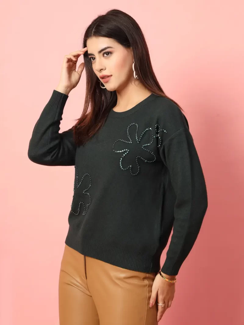 Women Embellished Round Neck Top