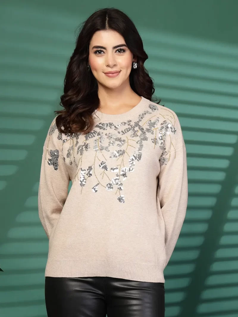 Women Floral Embellished Sweater