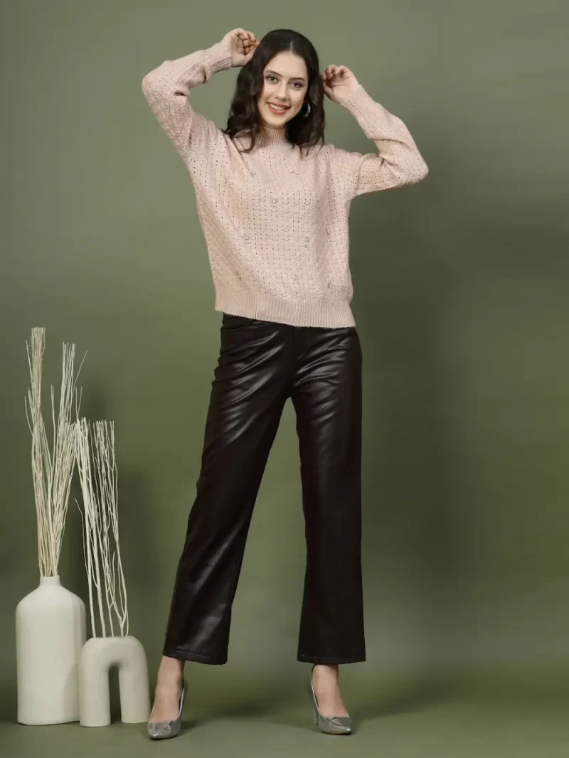 Women Self Design Round Neck Top