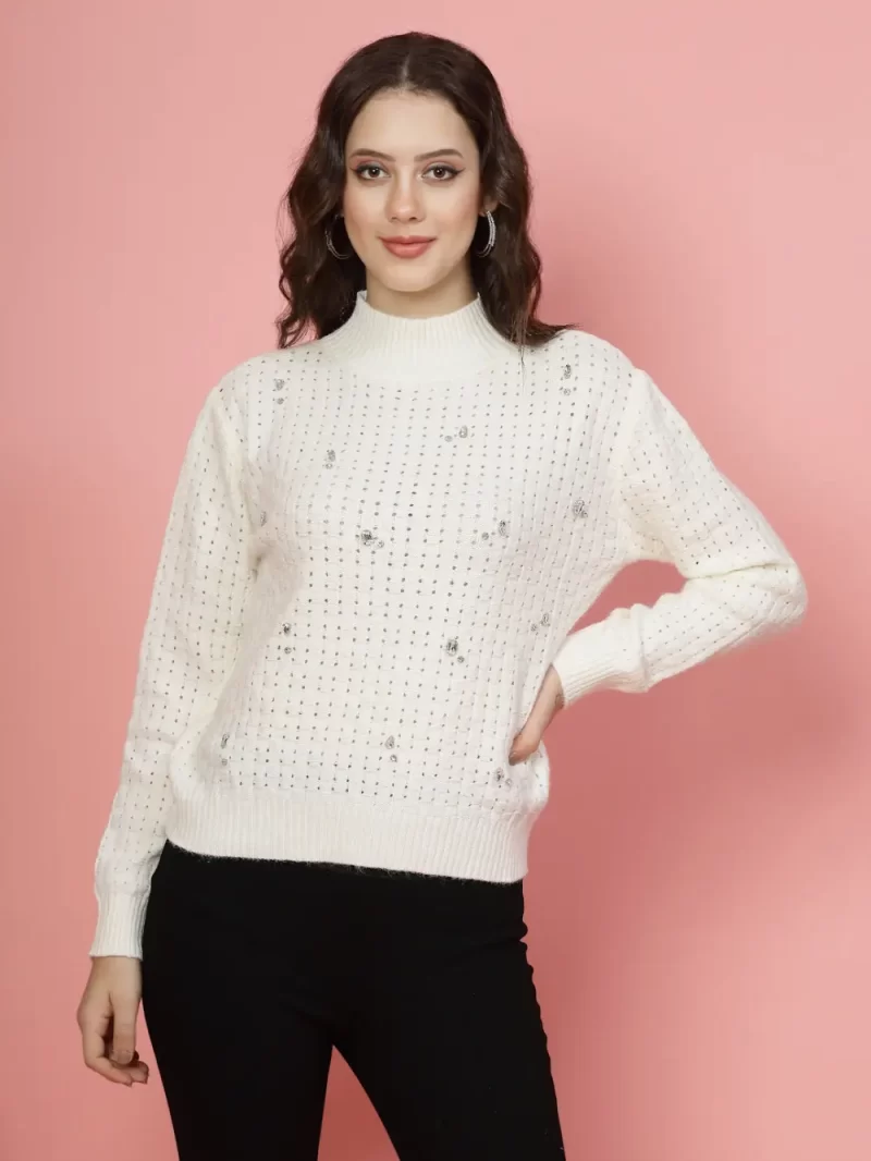 Women Self Design Round Neck Top