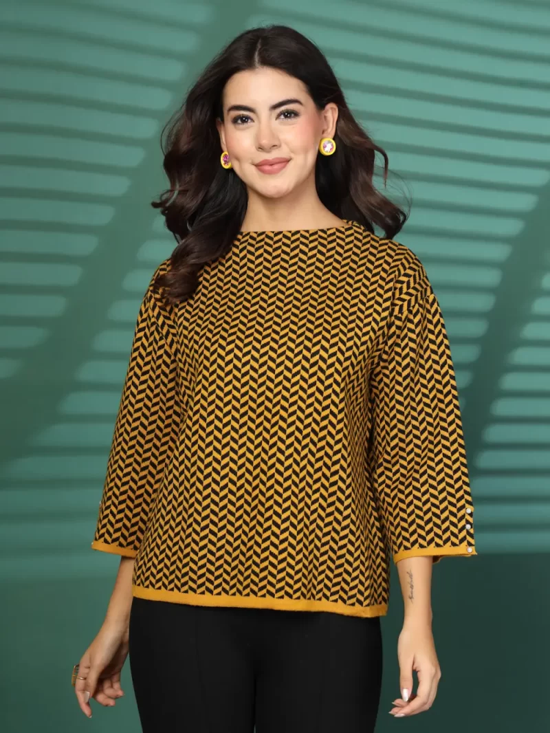 Women Abstract Printed Round Neck Top