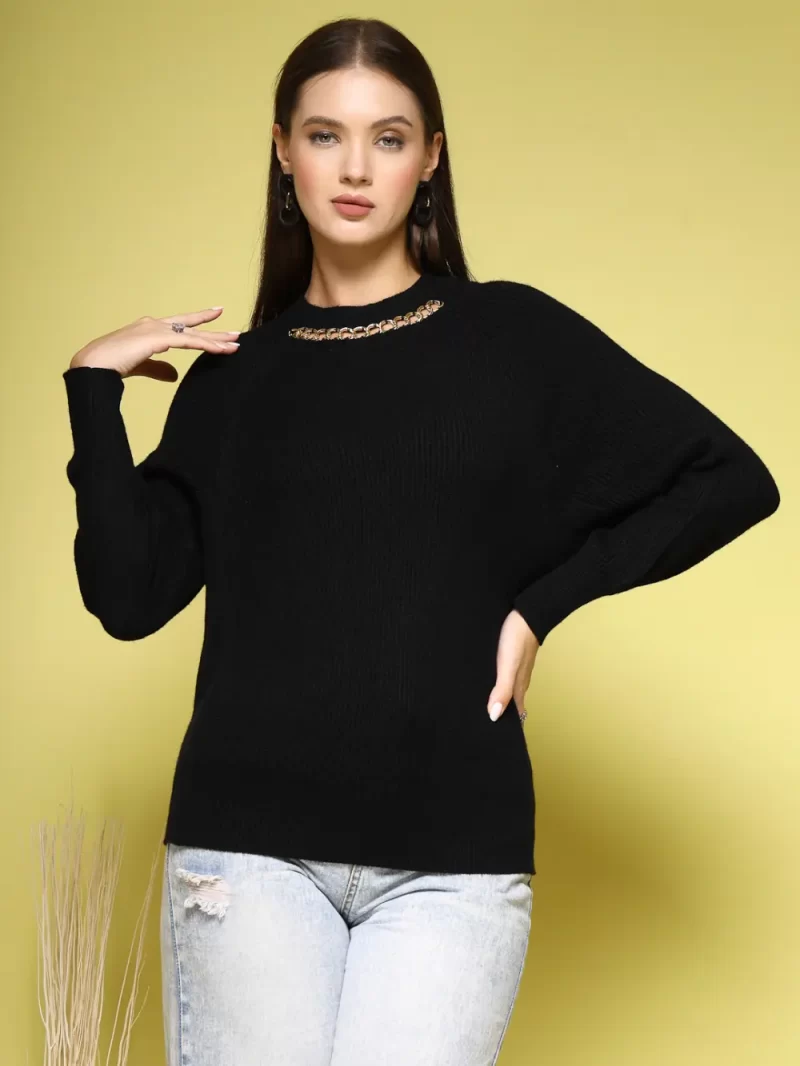 Women Solid Round Neck Top