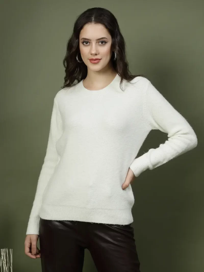 Women Solid Round Neck Top
