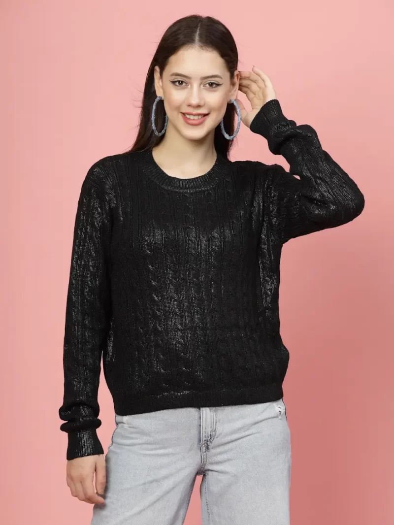 Women Self Design Round Neck Top