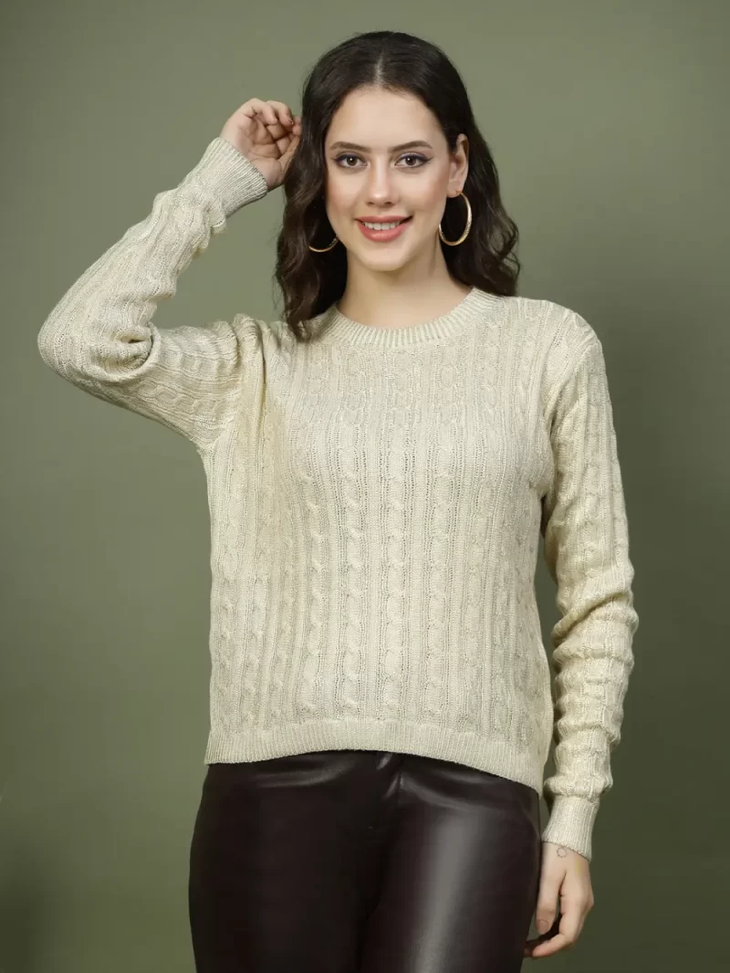 Women Self Design Round Neck Top