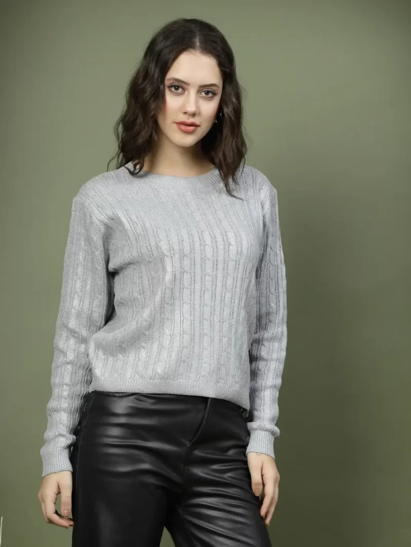 Women Self Design Round Neck Top