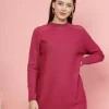 Women Solid Round Neck Top