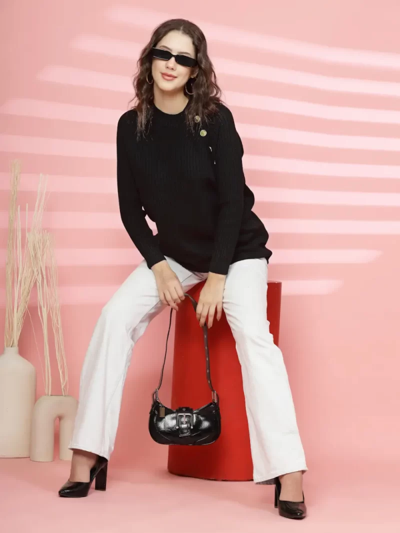 Women Solid Round Neck Top