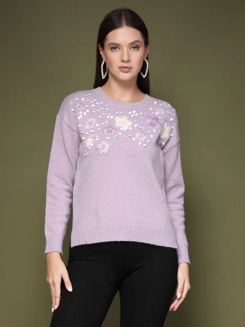 Women Floral Embroidered Sweater