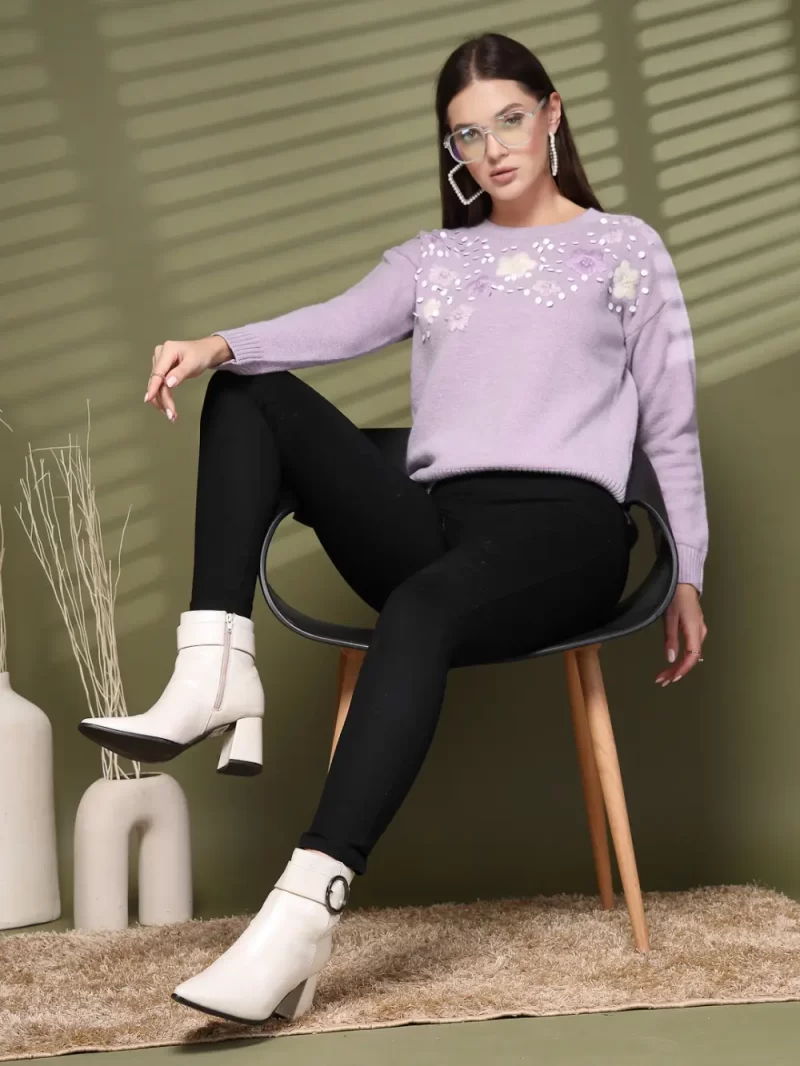 Women Floral Embroidered Sweater