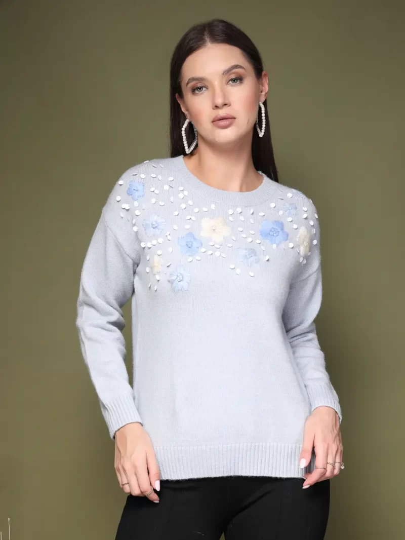 Women Floral Embroidered Sweater