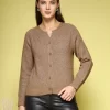 Women Self Design Round Neck Front-Open Sweater
