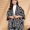 Women Winter Wear Printed Longline Poncho
