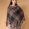 Women Checked Longline Poncho