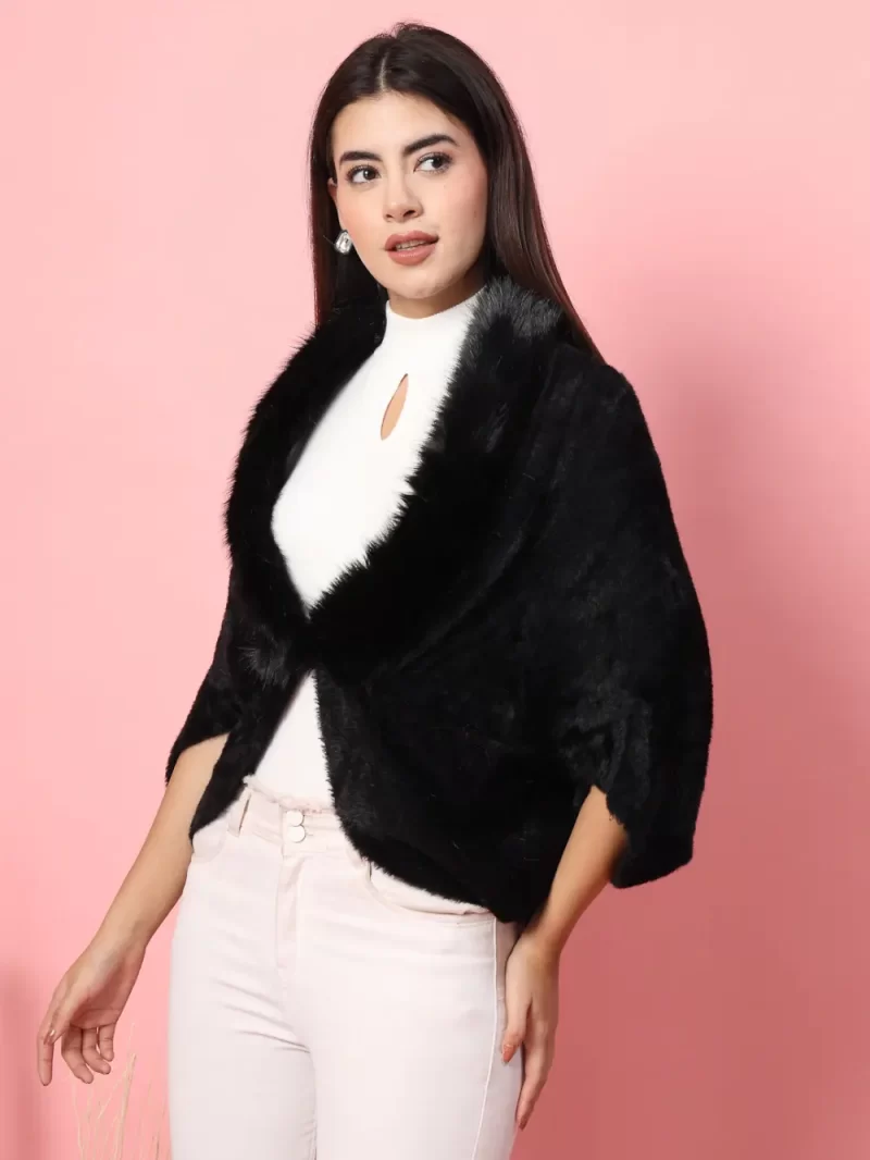 Women Solid V-Neck Poncho