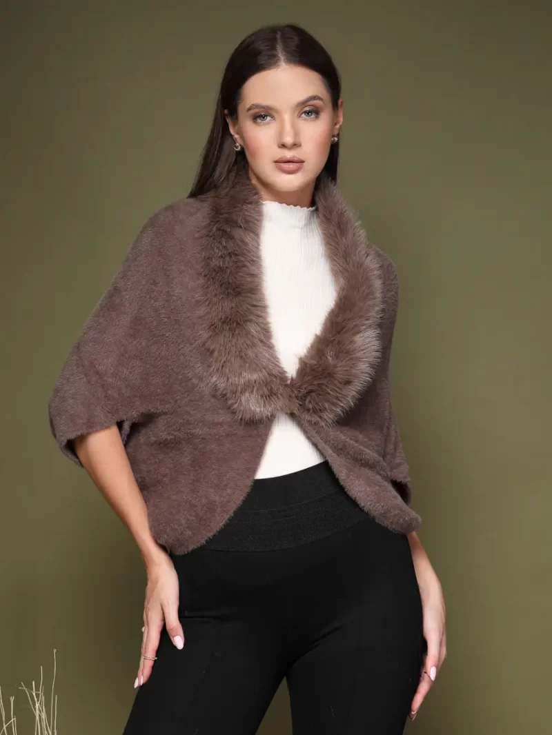 Women Solid V-Neck Poncho