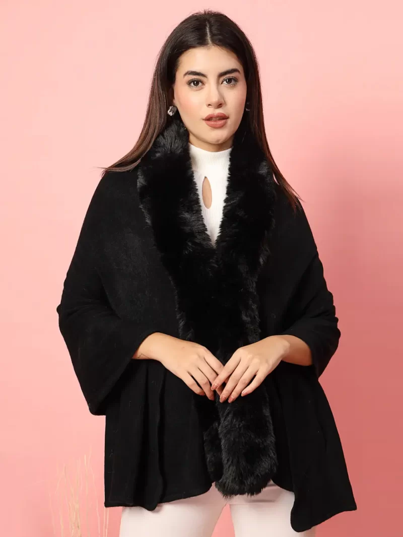 Women V-Neck Longline Poncho