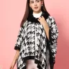 Women Chevron Printed Poncho Sweater