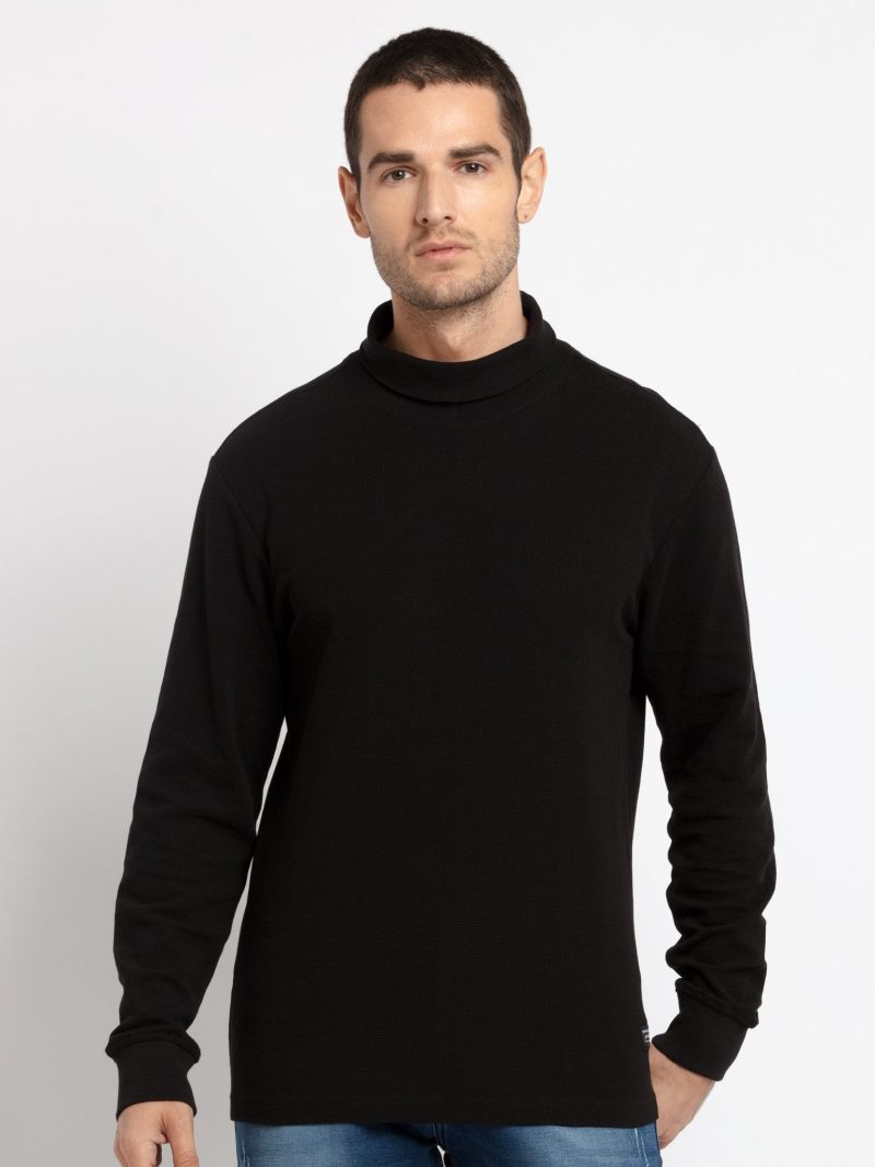 Status Quo Mens Solid Turtle Neck T-Shirt