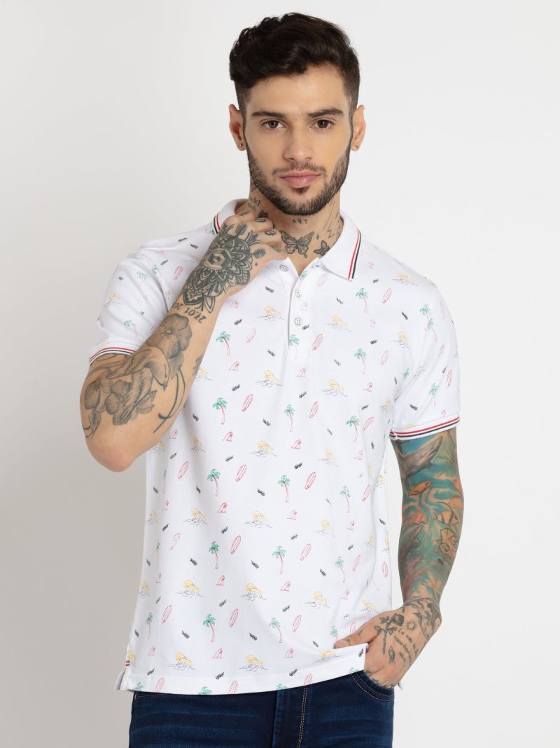 Status Quo Mens All Over Printed Polo Collar T-Shirt