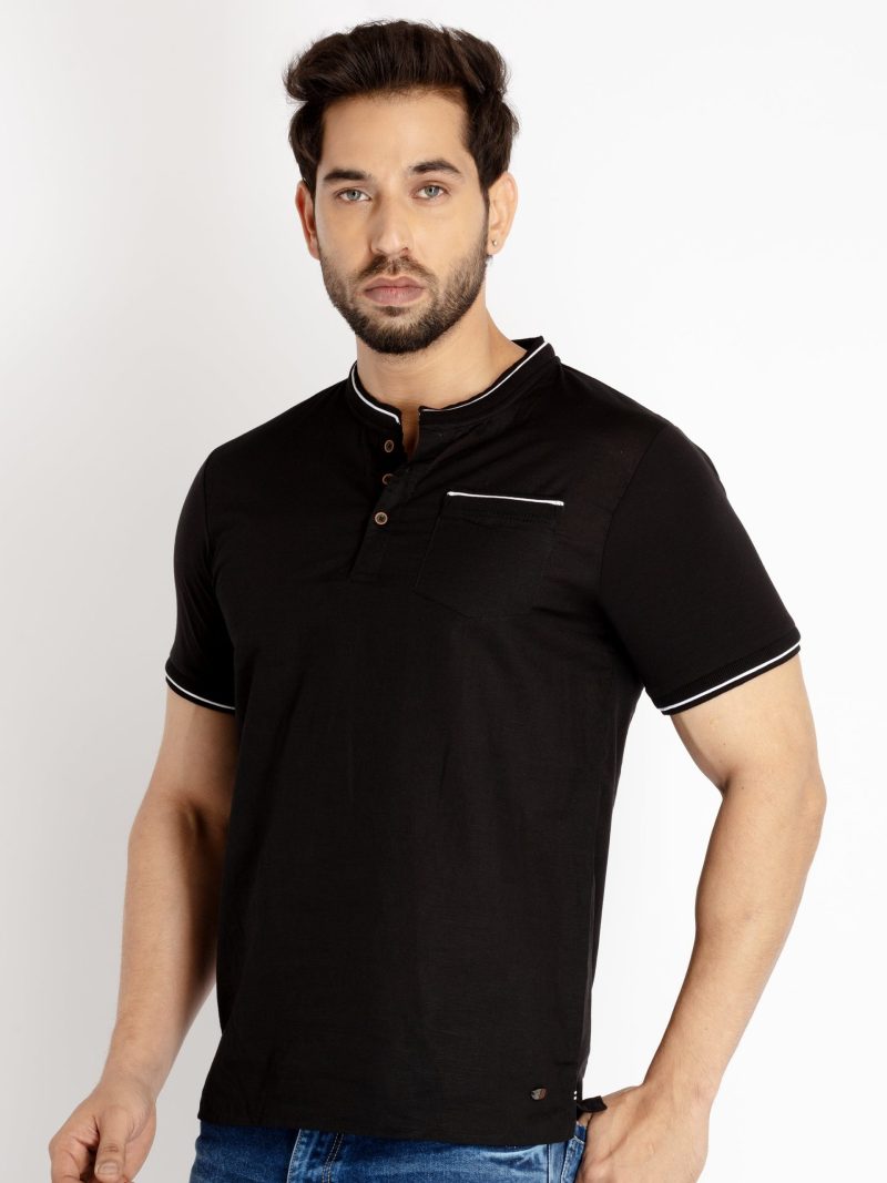 Status Quo Mens Solid Henley Neck T-Shirt