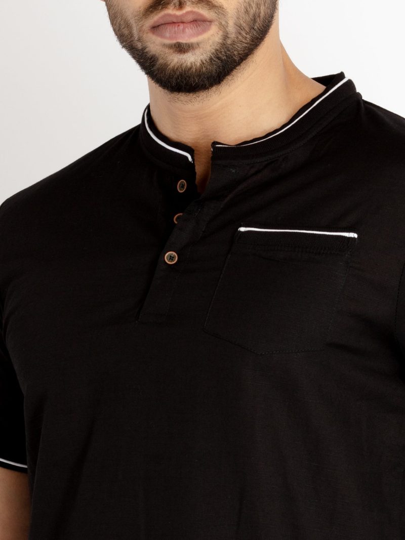 Status Quo Mens Solid Henley Neck T-Shirt