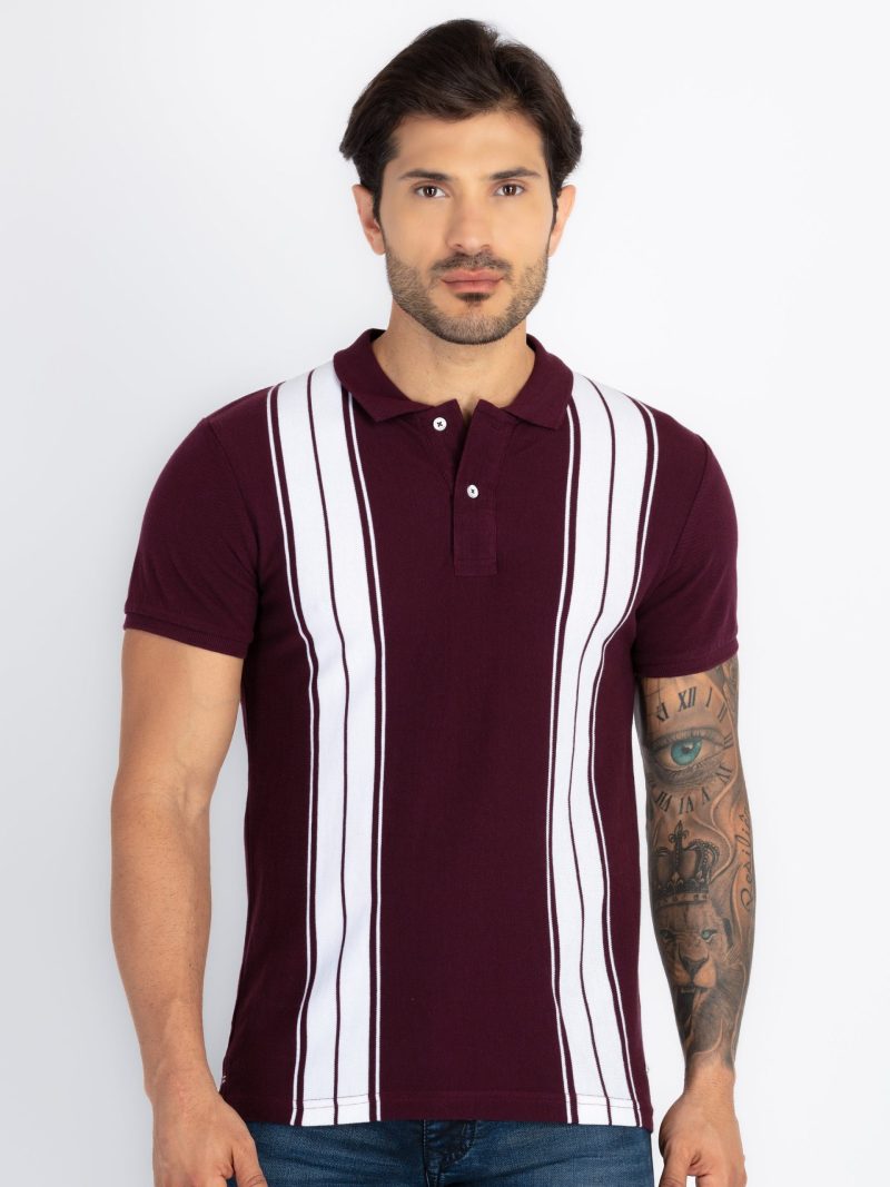 Status Quo Status Quo Men'S Striped Polo Neck Regular Fit Tshirt