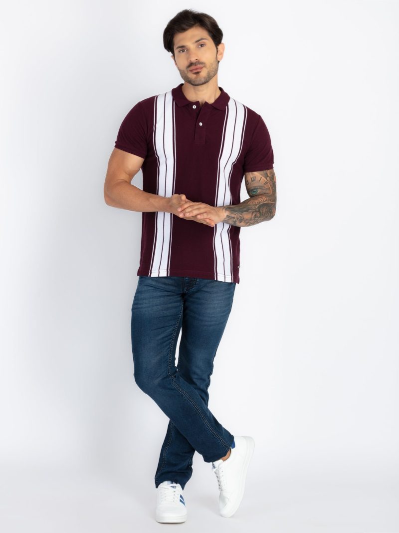 Status Quo Status Quo Men'S Striped Polo Neck Regular Fit Tshirt