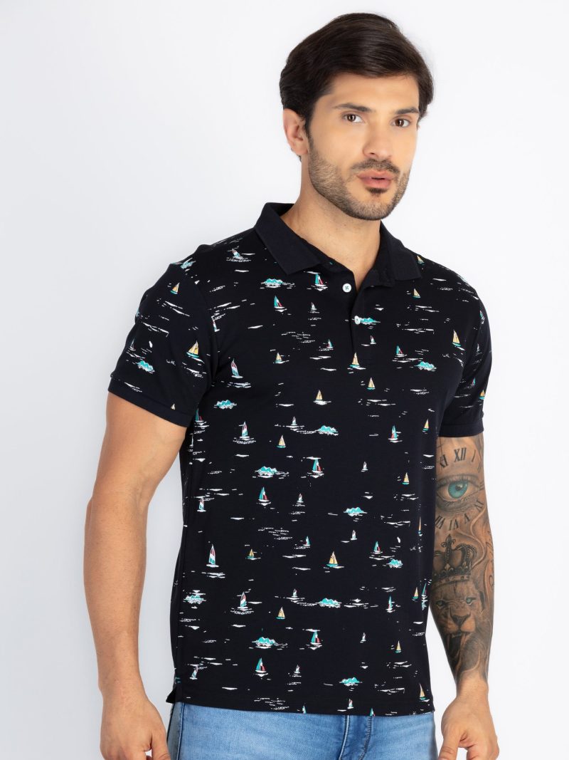 Status Quo Status Quo Men'S All Over Printed Polo Neck Regular Fit Tshirt