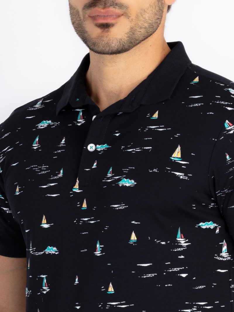 Status Quo Status Quo Men'S All Over Printed Polo Neck Regular Fit Tshirt