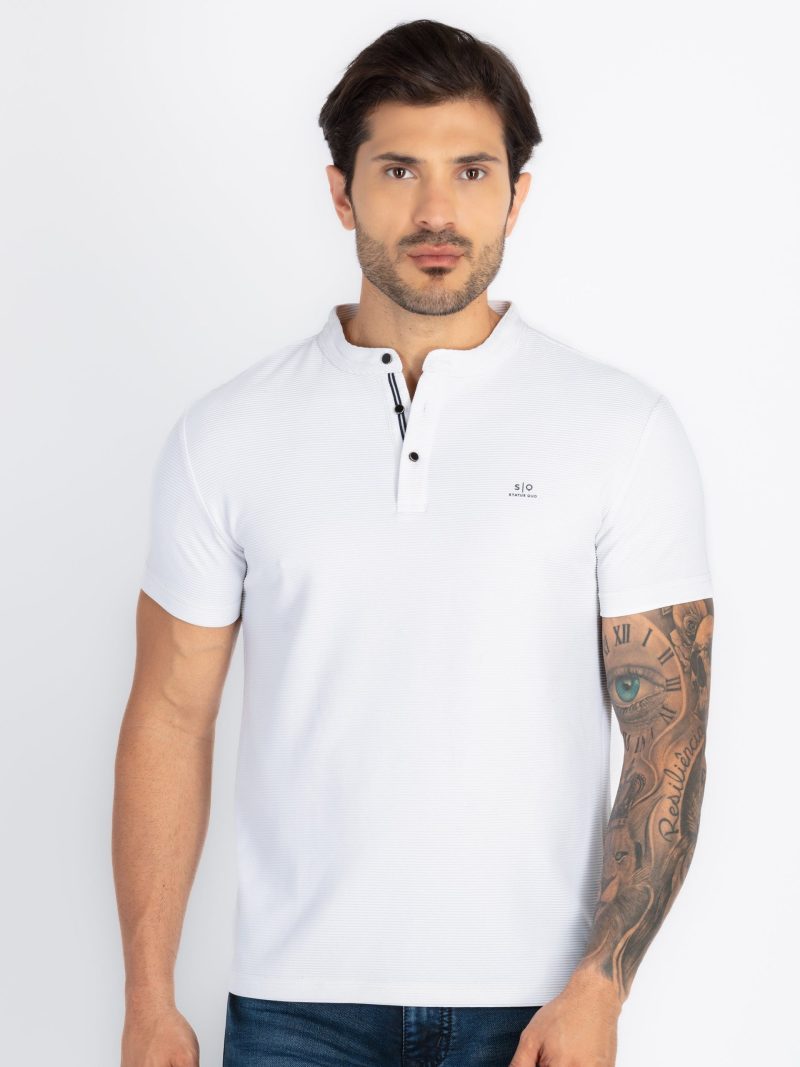 Status Quo Status Quo Men'S Solid Polo Neck Regular Fit Tshirt