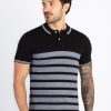 Status Quo Status Quo Men'S Striped Polo Neck Regular Fit Tshirt With Tipping Collar
