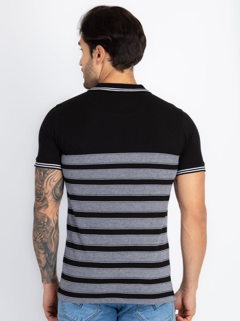 Status Quo Status Quo Men'S Striped Polo Neck Regular Fit Tshirt With Tipping Collar