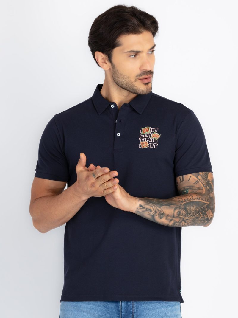 Status Quo Men'S Slim Fit Polo With Tipping Collar