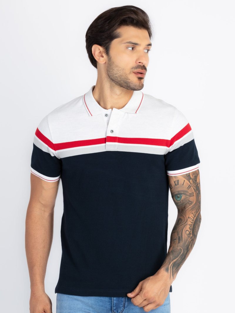 Status Quo Status Quo Chest Striped Regular Fit Polo Tshirt