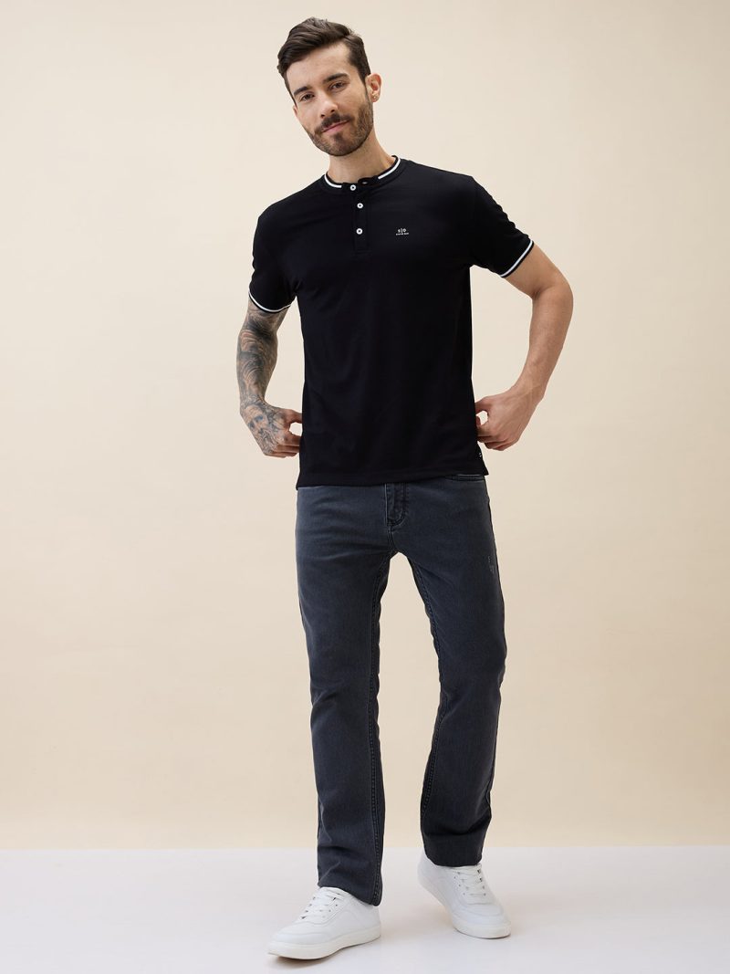 Status Quo Mens Solid Slim Fit Polo T-Shirt With Tipping Collar