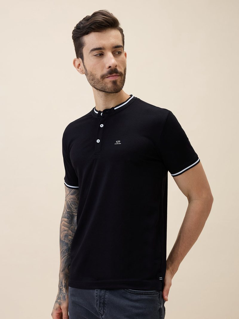 Status Quo Mens Solid Slim Fit Polo T-Shirt With Tipping Collar
