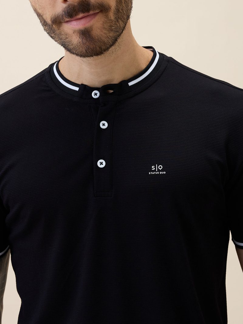 Status Quo Mens Solid Slim Fit Polo T-Shirt With Tipping Collar