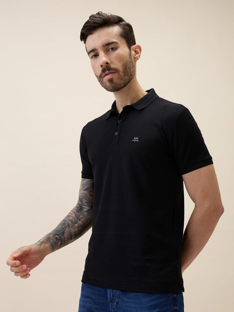Status Quo Status Quo Men'S Solid Polo Collar Half Sleeves Regular Fit Tshirt