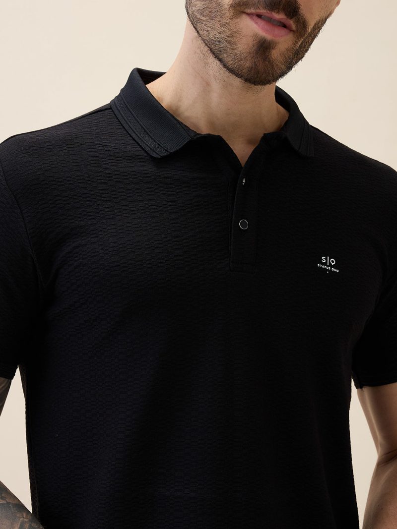 Status Quo Status Quo Men'S Solid Polo Collar Half Sleeves Regular Fit Tshirt