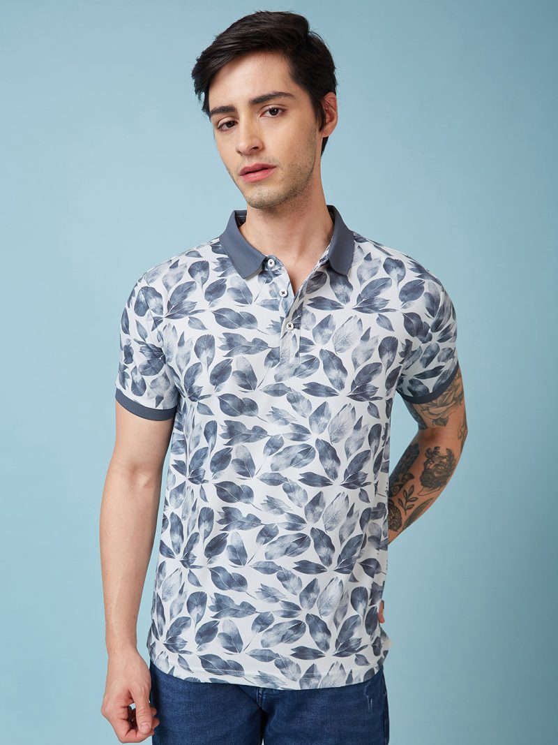 Status Quo Men'S Abstract Printed Polo Collar Short Sleeves Regular Fit Tshirt