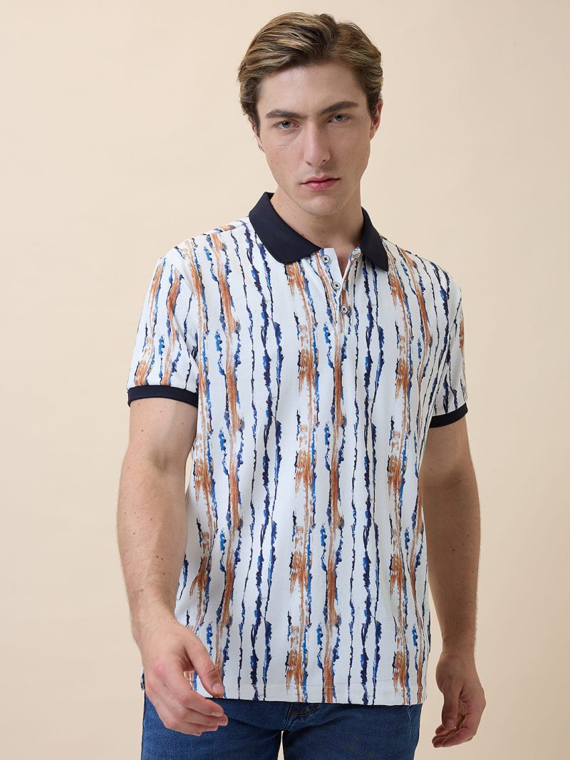 Status Quo Men'S Printed Polo Collar Half Sleeves Regular Fit Tshirt