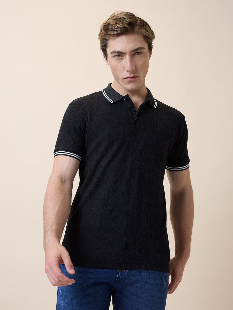 Status Quo Mens Solid Polo Collar Half Sleeves Regular Fit Tshirt