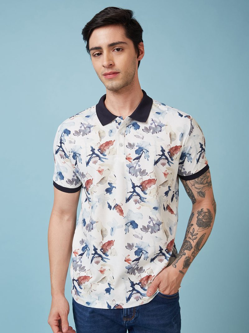 Status Quo Men'S Graphic Printed Polo Collar Short Sleeves Regular Fit Tshirt