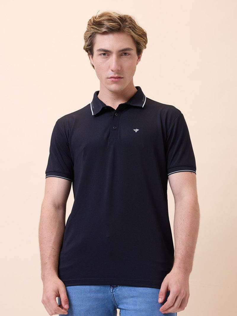 Status Quo Men'S All-Over Solid Polo Collar Half Sleeves Regular Fit Tshirt